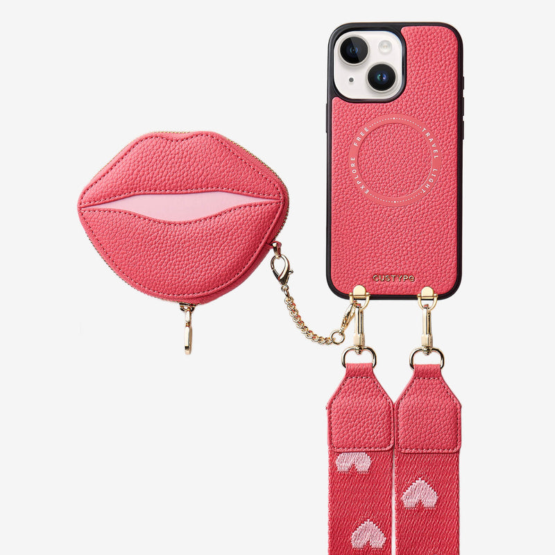 Sultry Kiss - マグネット式リップポーチ付き iPhone クロスボディケース - iPhone 14