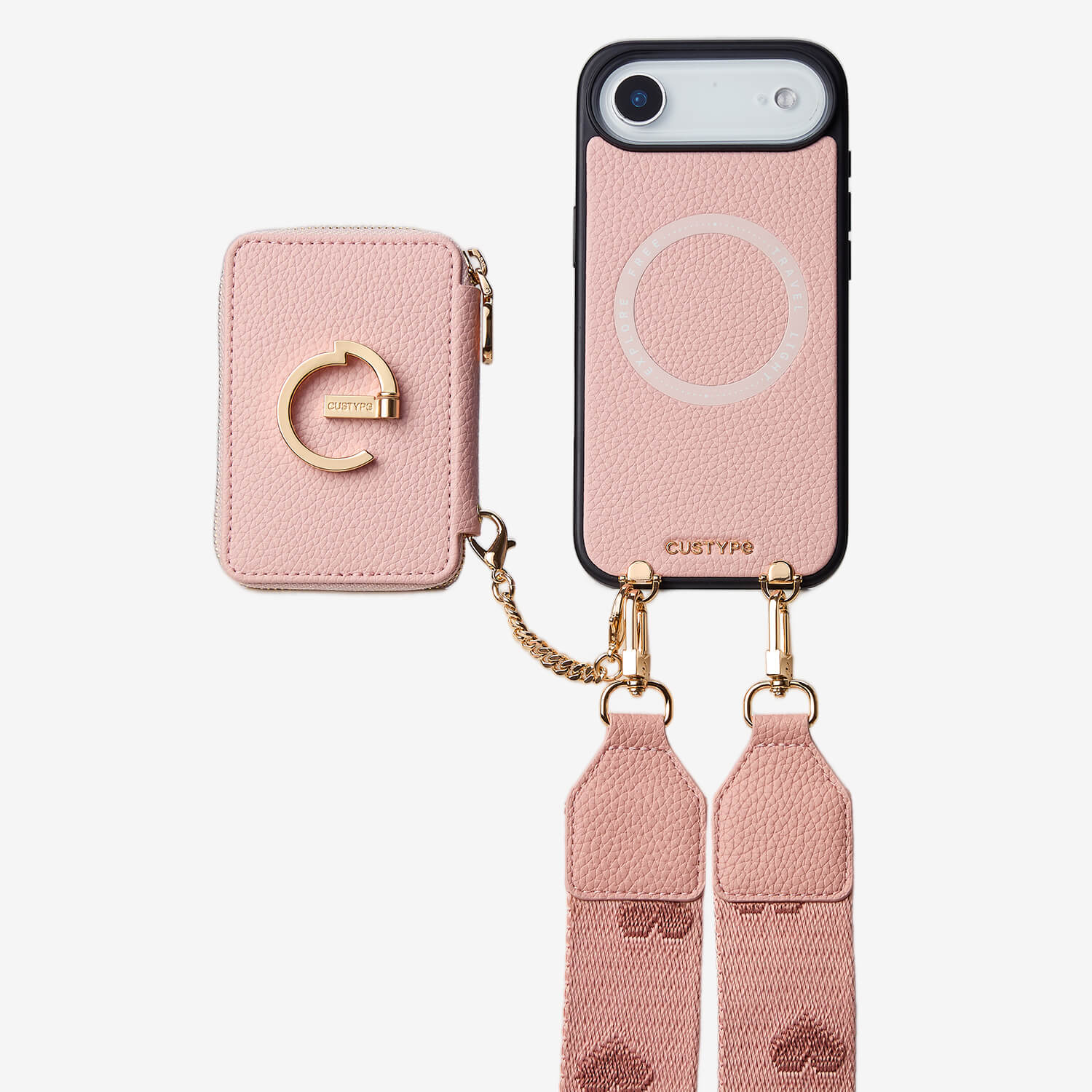light pink Crossbody Wallet Phone Case