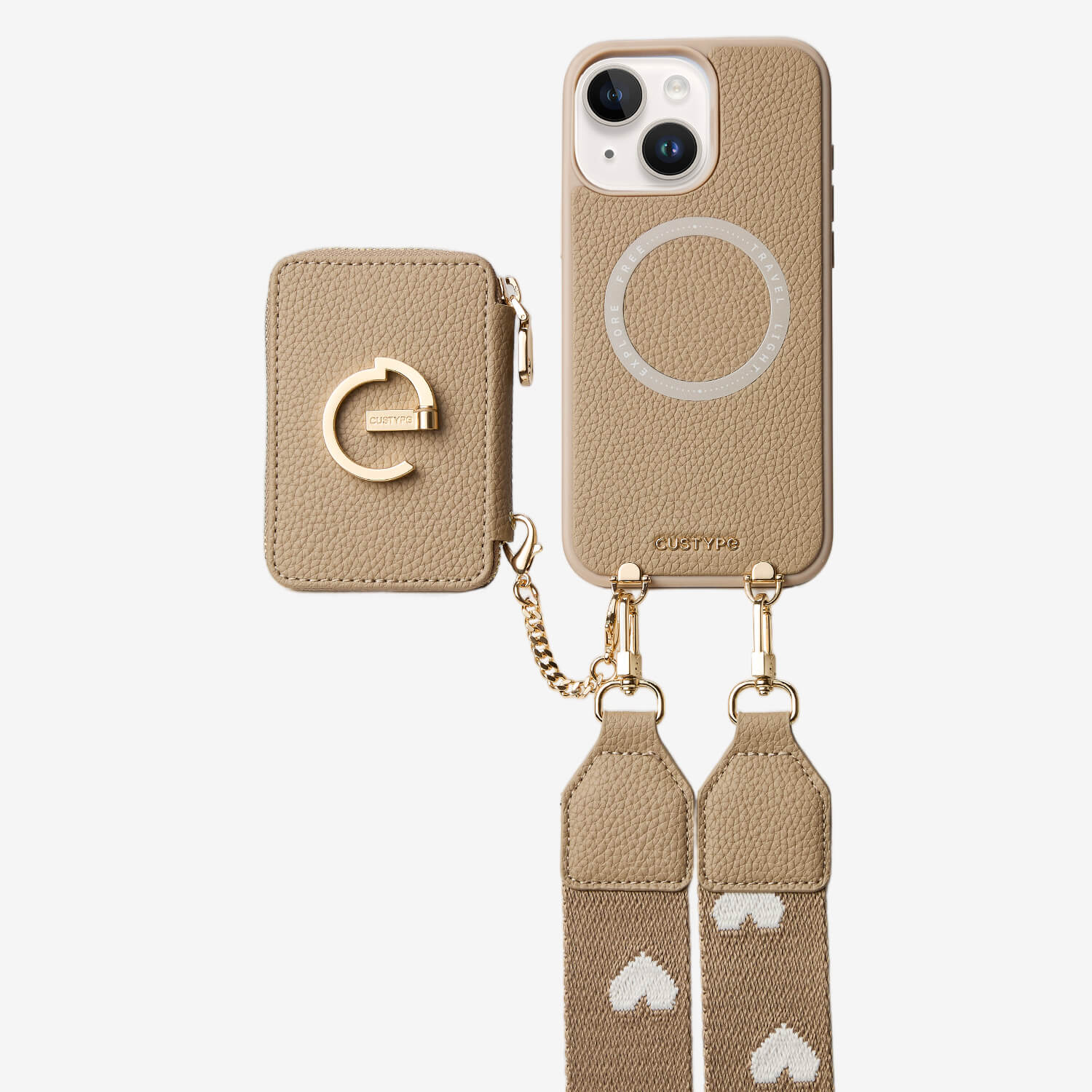crossbody phone case with wallet taupe