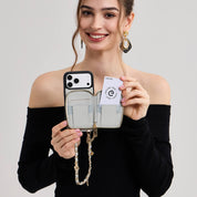 Allure Chain Series- Lanyard Magnetic Wallet Phone Case with Finger Holder - iPhone 13 Pro