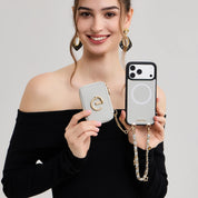 Allure Chain Series- Lanyard Magnetic Wallet Phone Case with Finger Holder - iPhone 13 Pro