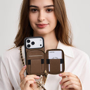 Allure Chain Series- Lanyard Magnetic Wallet Phone Case with Finger Holder - iPhone 13 Pro