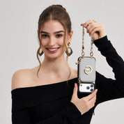 Allure Chain Series- Lanyard Magnetic Wallet Phone Case with Finger Holder - iPhone 13 Pro