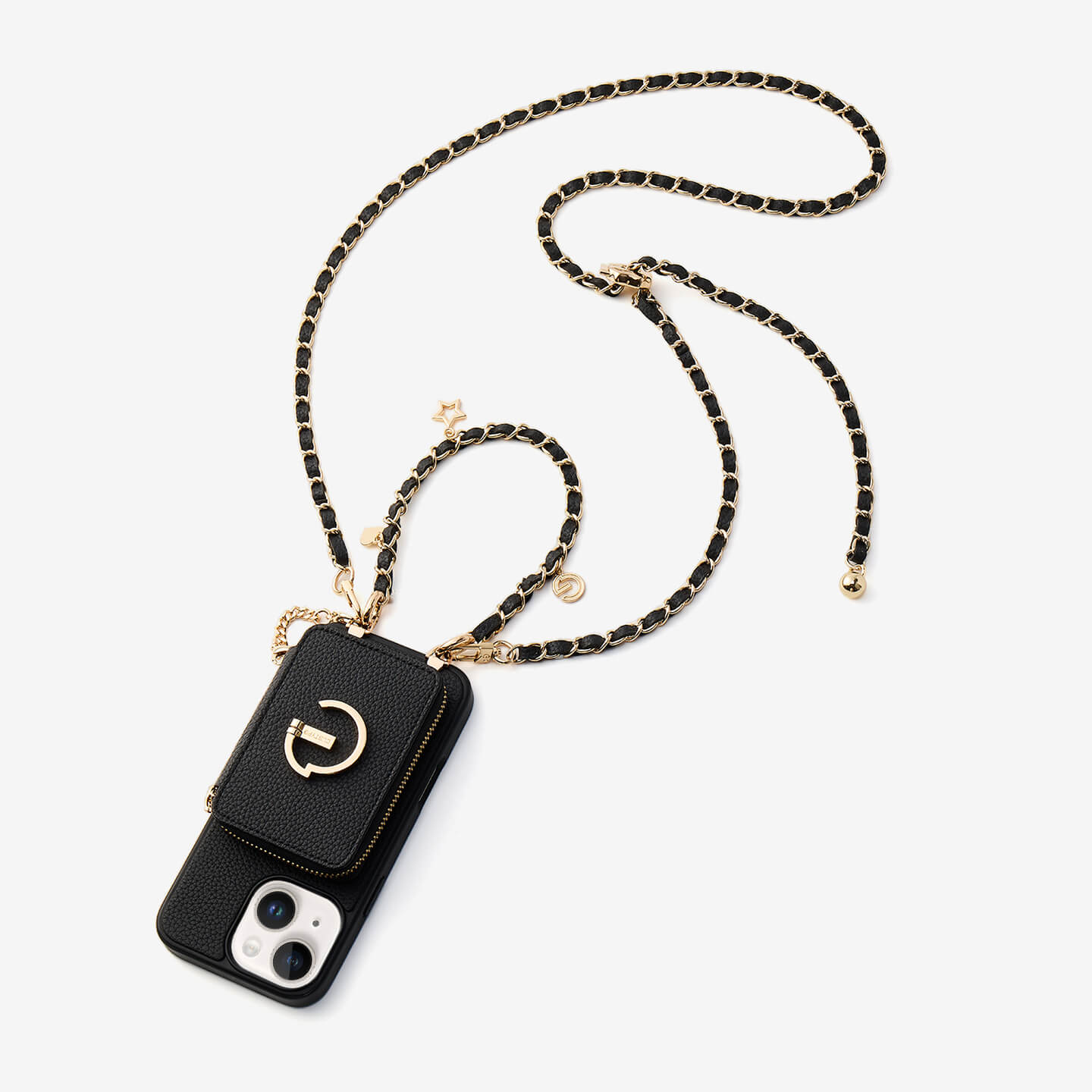 Allure Chain Series- Lanyard Magnetic Wallet Phone Case with Finger Holder