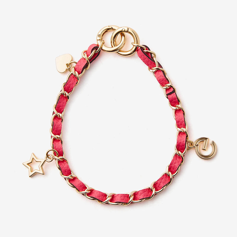 Elegant Chain Leather Wrist Strap- Lychee-Mobile Phone Accessories-PHONE CASE ACCESSORIES-Peach Pink-Custype