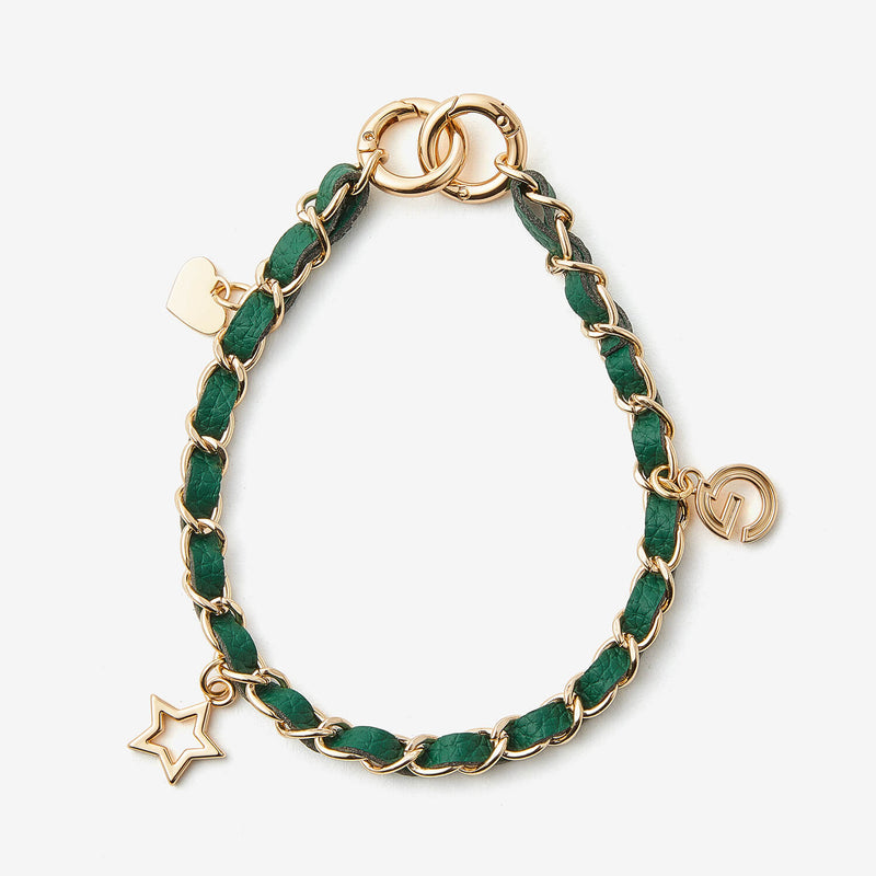 Elegant Chain Leather Wrist Strap- Lychee-Mobile Phone Accessories-PHONE CASE ACCESSORIES-Green-Custype