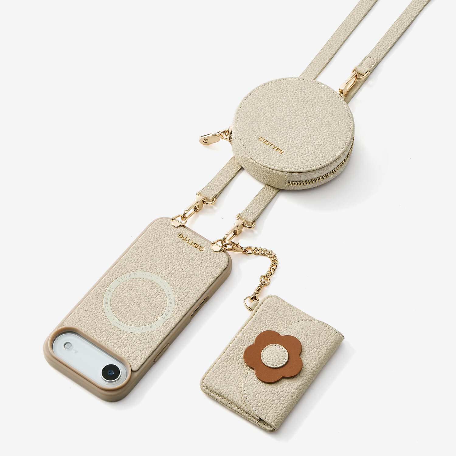 ブルームパル - レザークロスボディスマホケース（スリムウォレット付き）