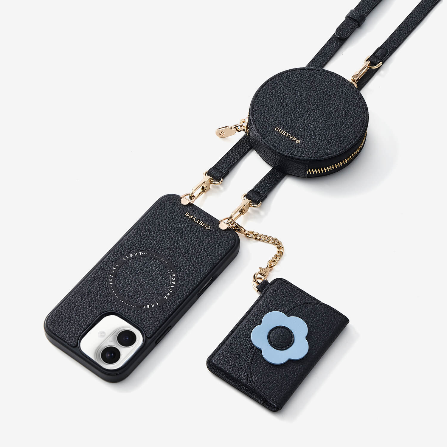 ブルームパル - レザークロスボディスマホケース（スリムウォレット付き）