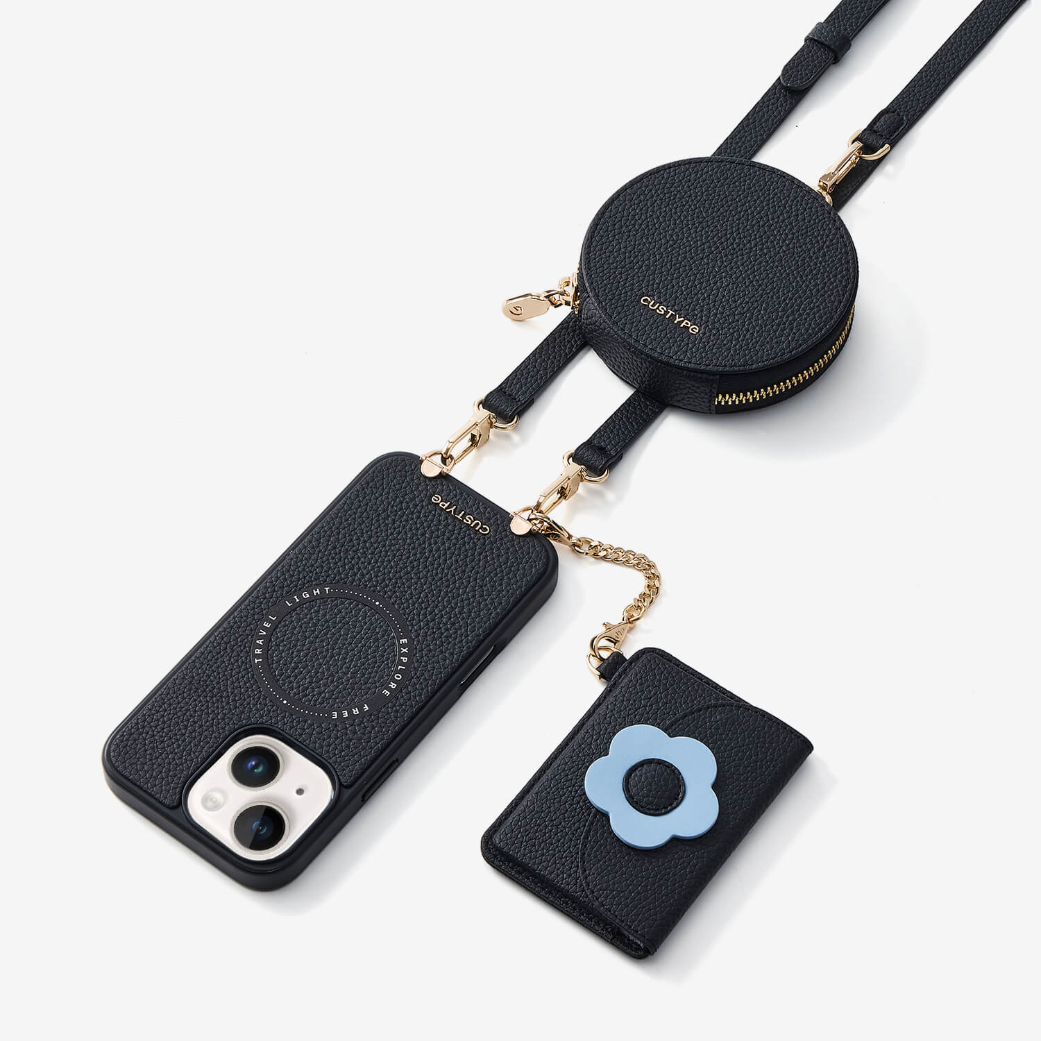 ブルームパル - レザークロスボディスマホケース（スリムウォレット付き）