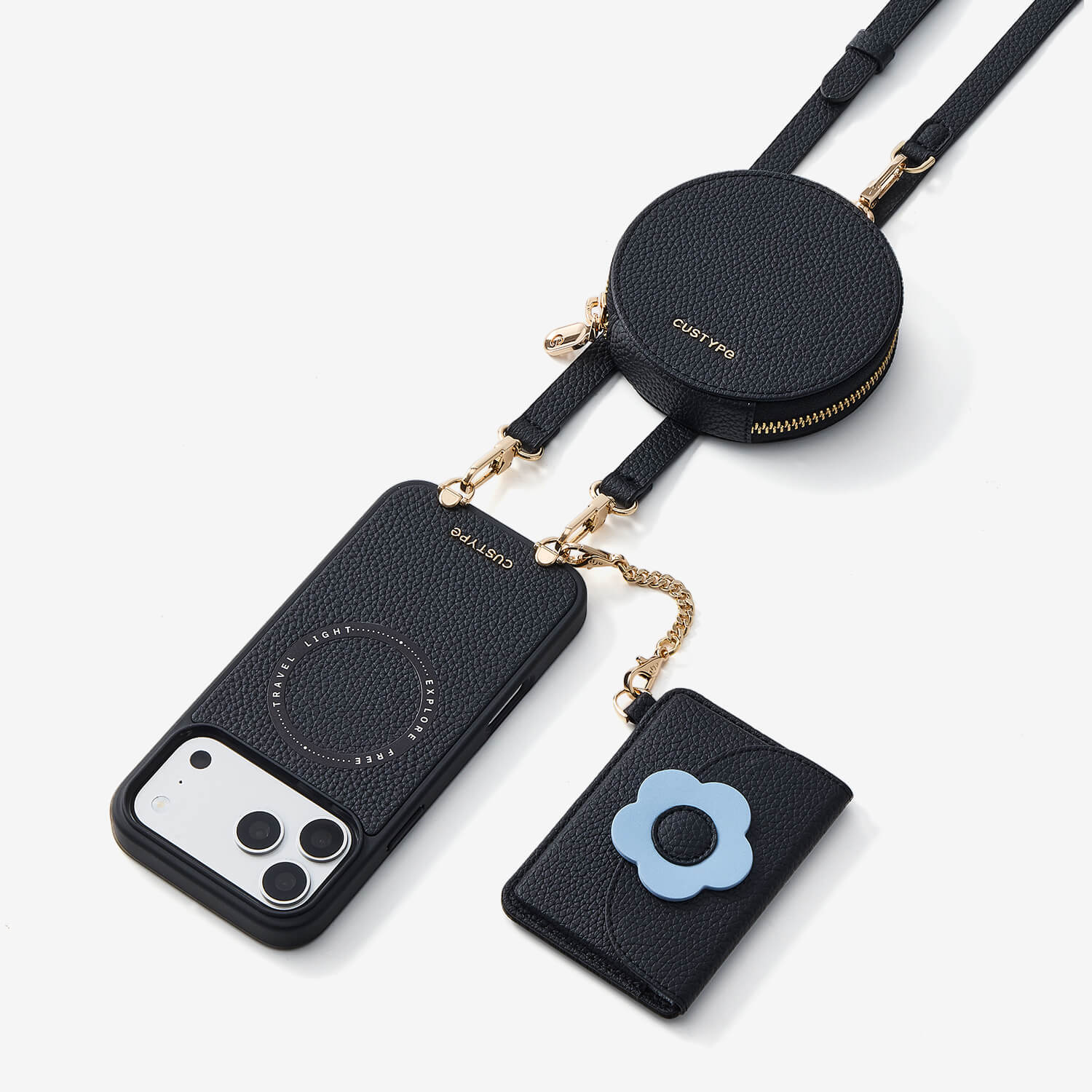 ブルームパル - レザークロスボディスマホケース（スリムウォレット付き）