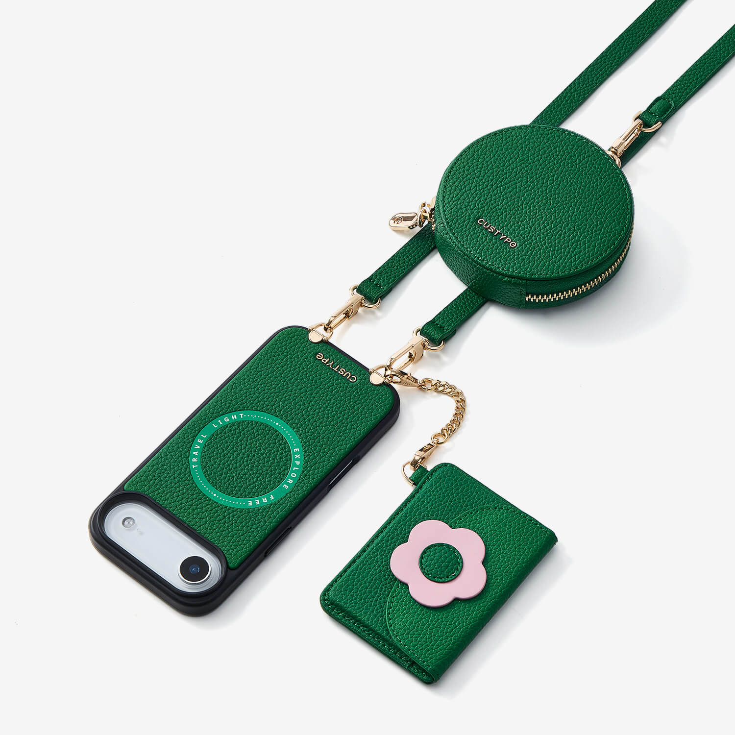 ブルームパル - レザークロスボディスマホケース（スリムウォレット付き）