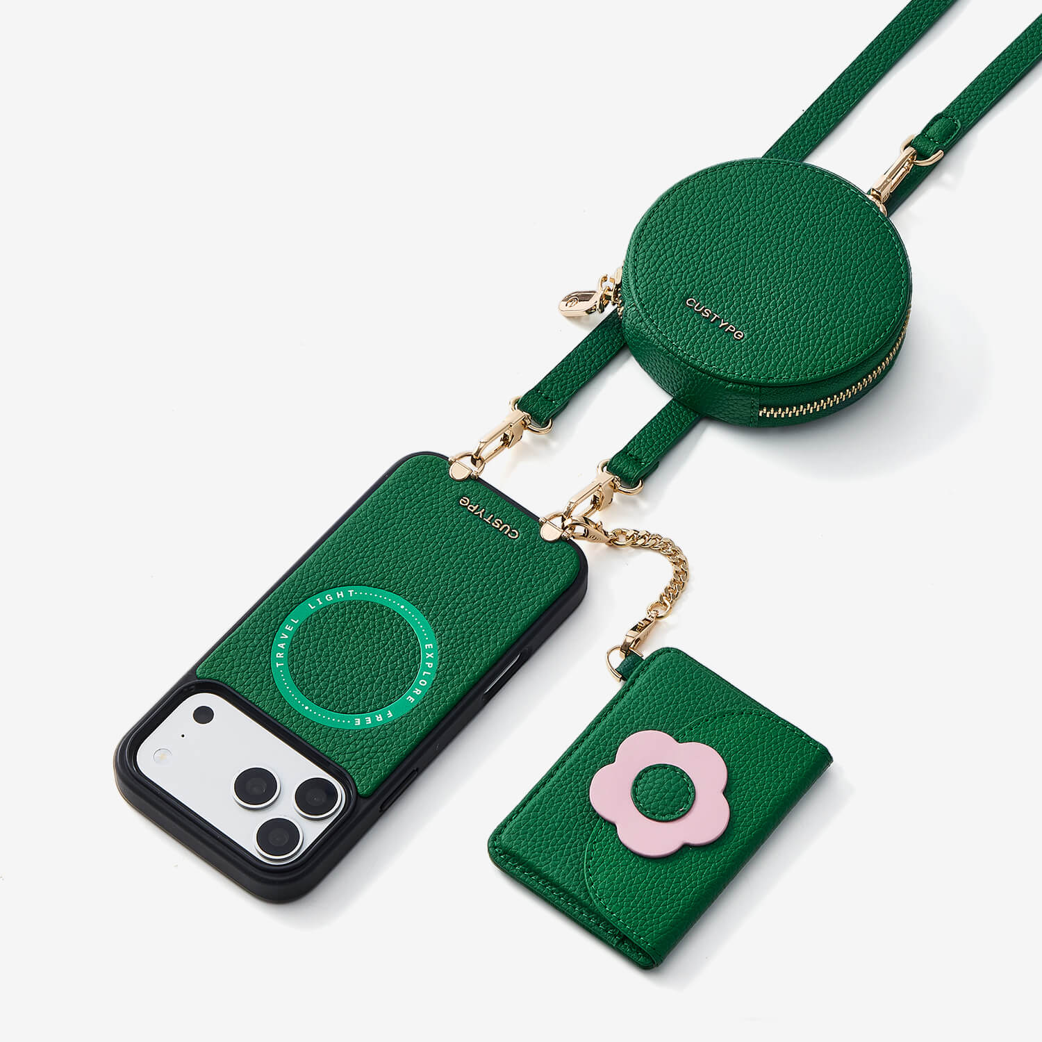 ブルームパル - レザークロスボディスマホケース（スリムウォレット付き）