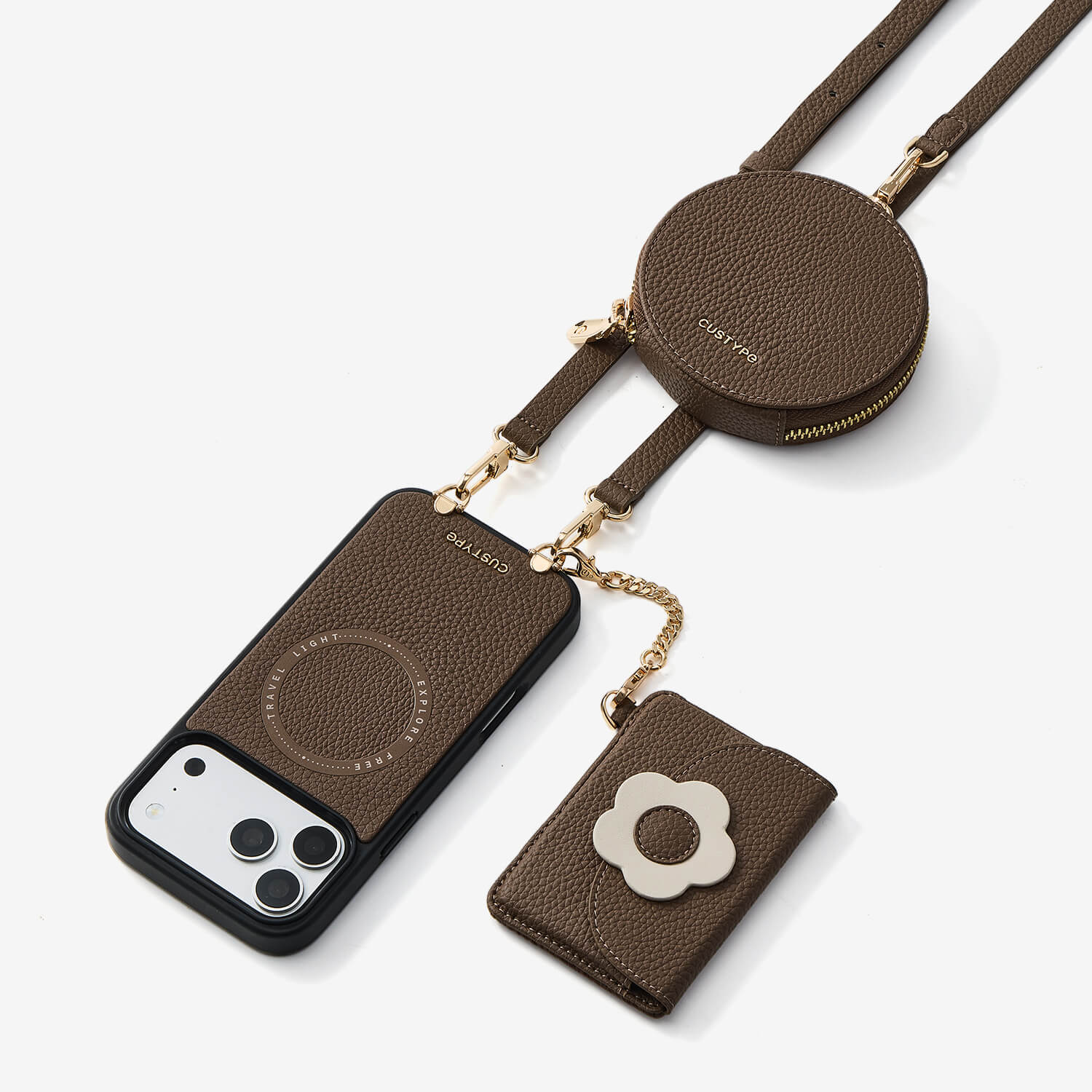 ブルームパル - レザークロスボディスマホケース（スリムウォレット付き）