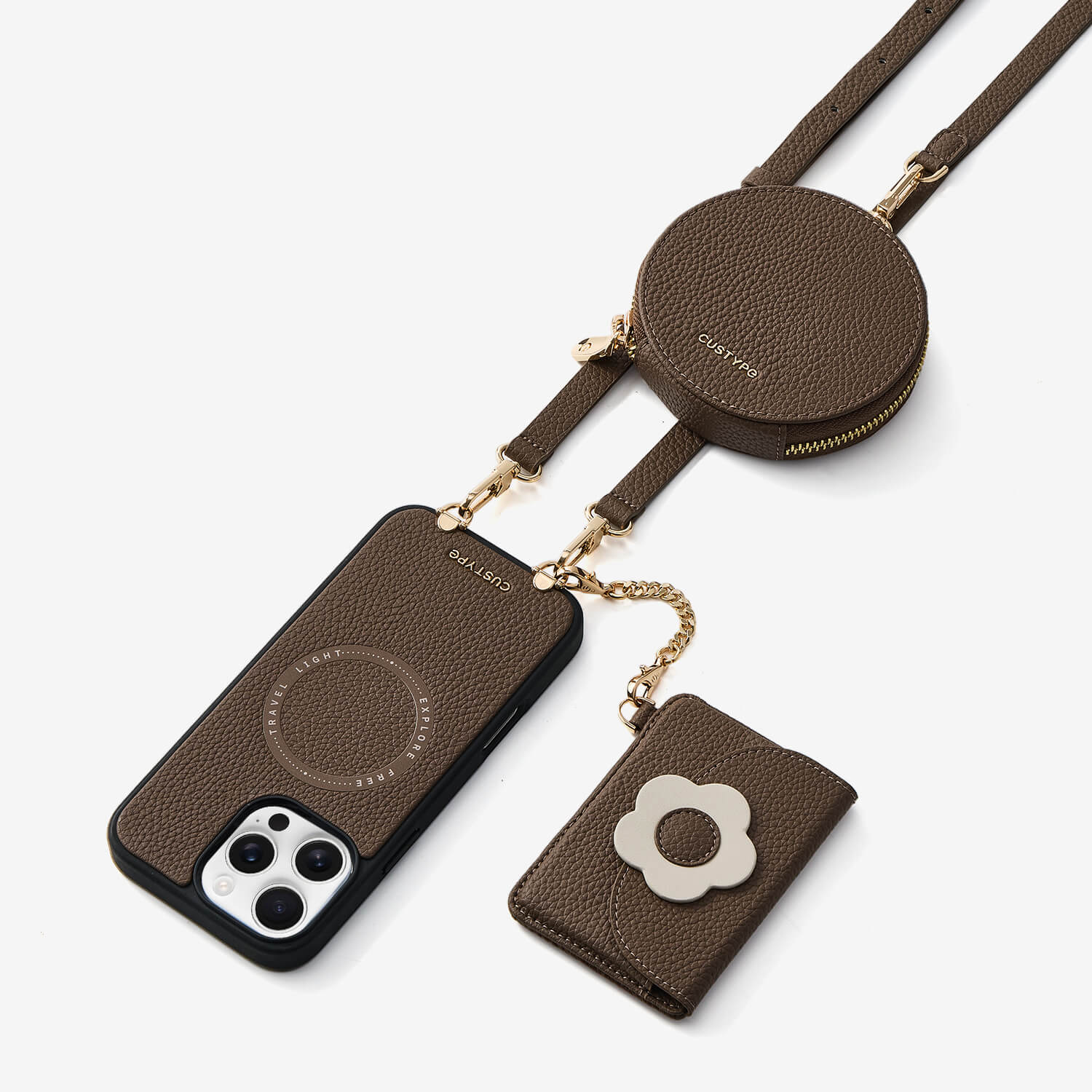 ブルームパル - レザークロスボディスマホケース（スリムウォレット付き）