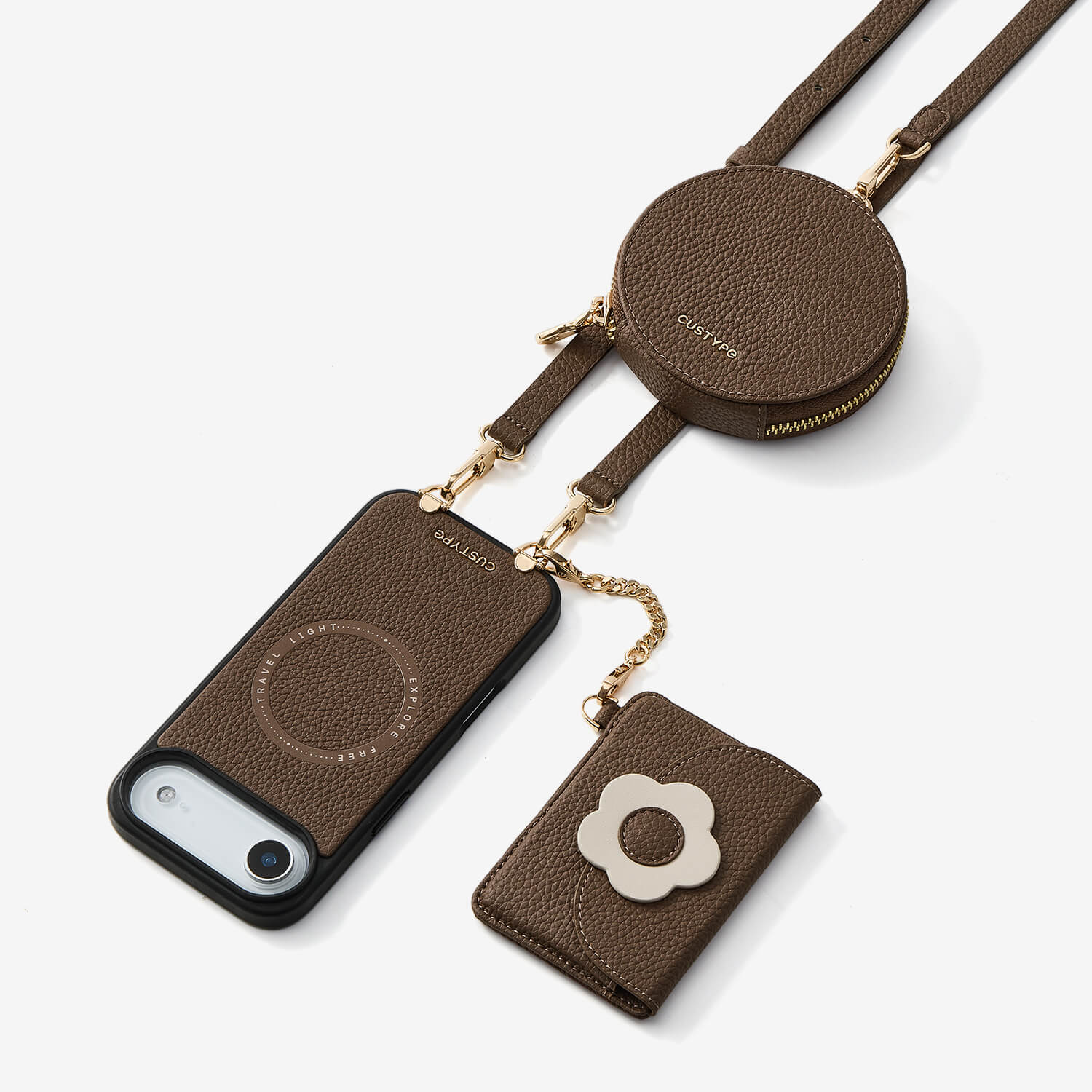 ブルームパル - レザークロスボディスマホケース（スリムウォレット付き）