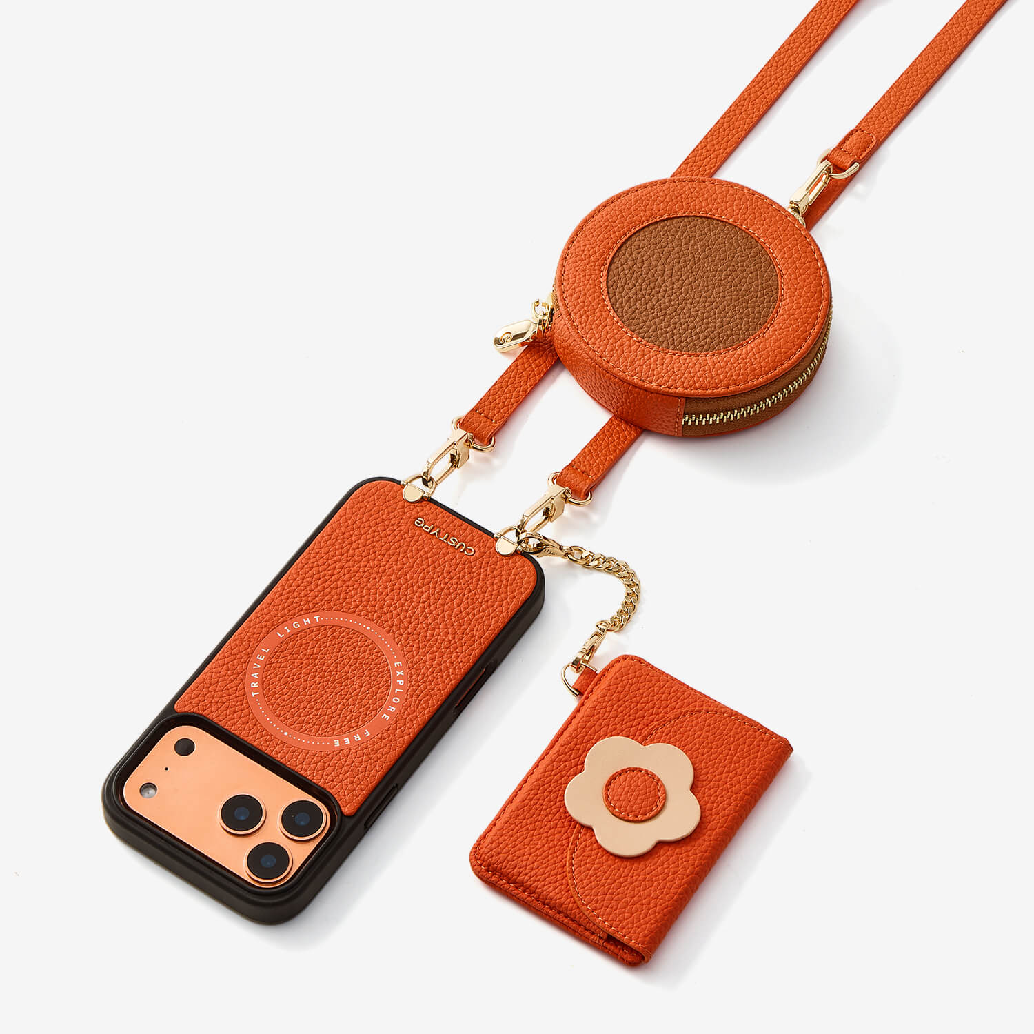 ブルームパル - レザークロスボディスマホケース（スリムウォレット付き）