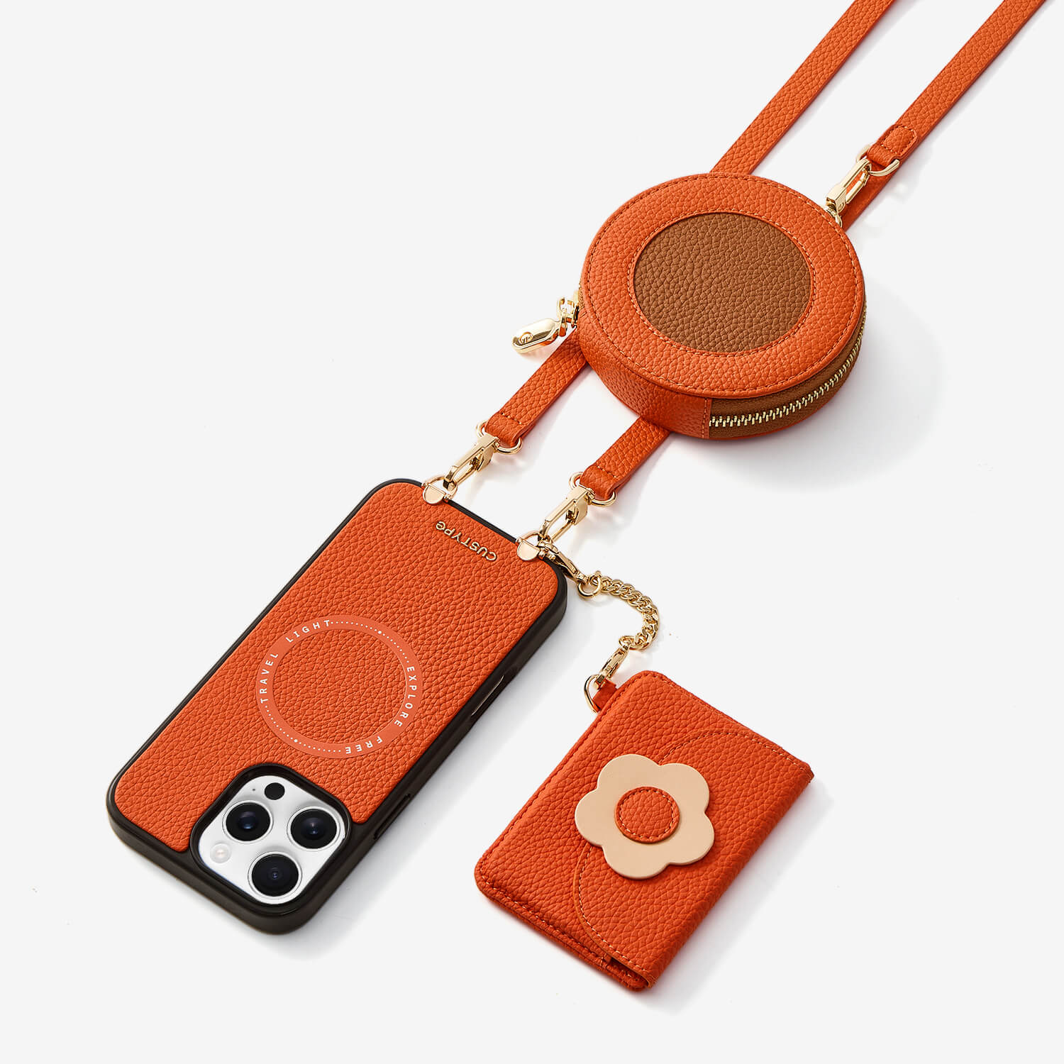 ブルームパル - レザークロスボディスマホケース（スリムウォレット付き）