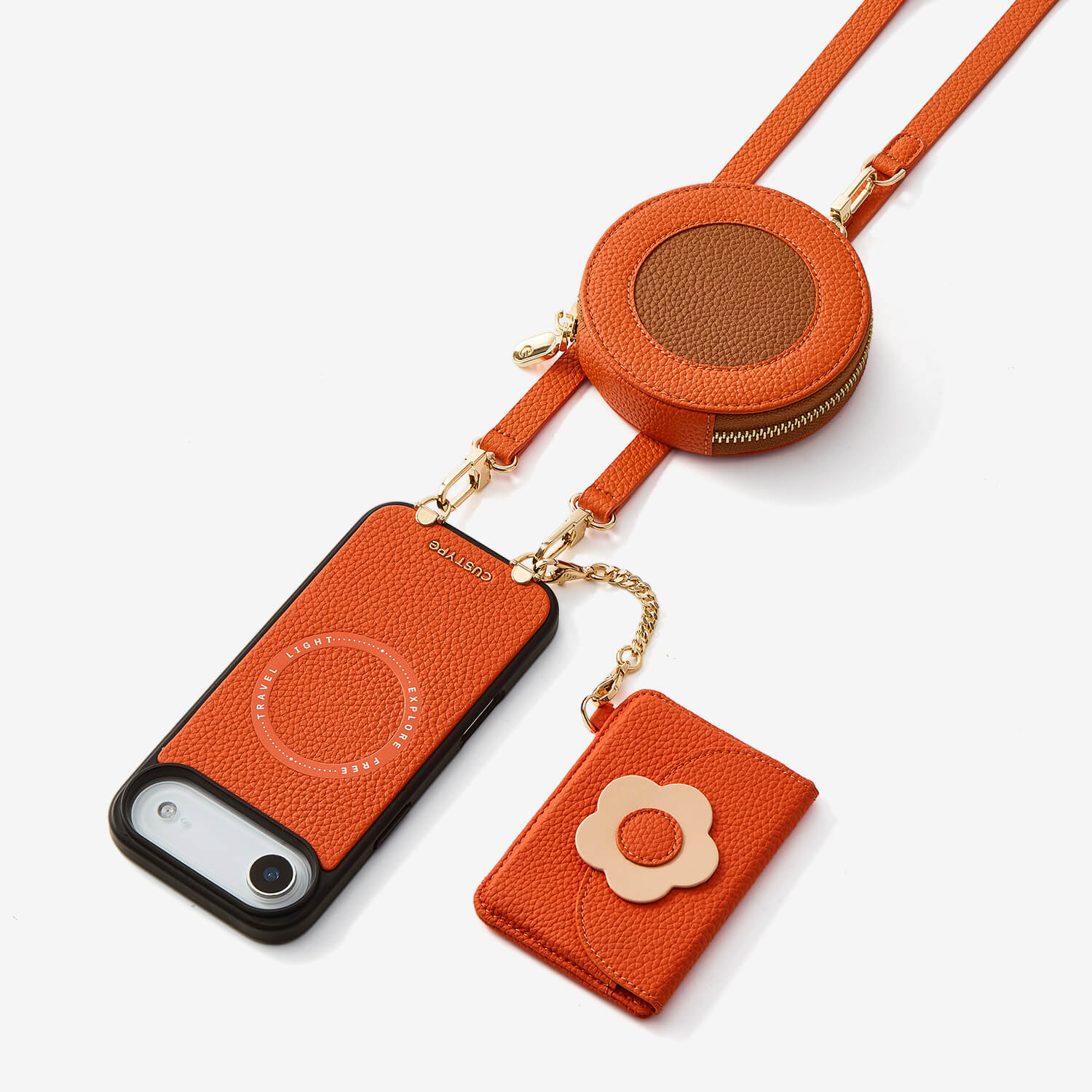 ブルームパル - レザークロスボディスマホケース（スリムウォレット付き）