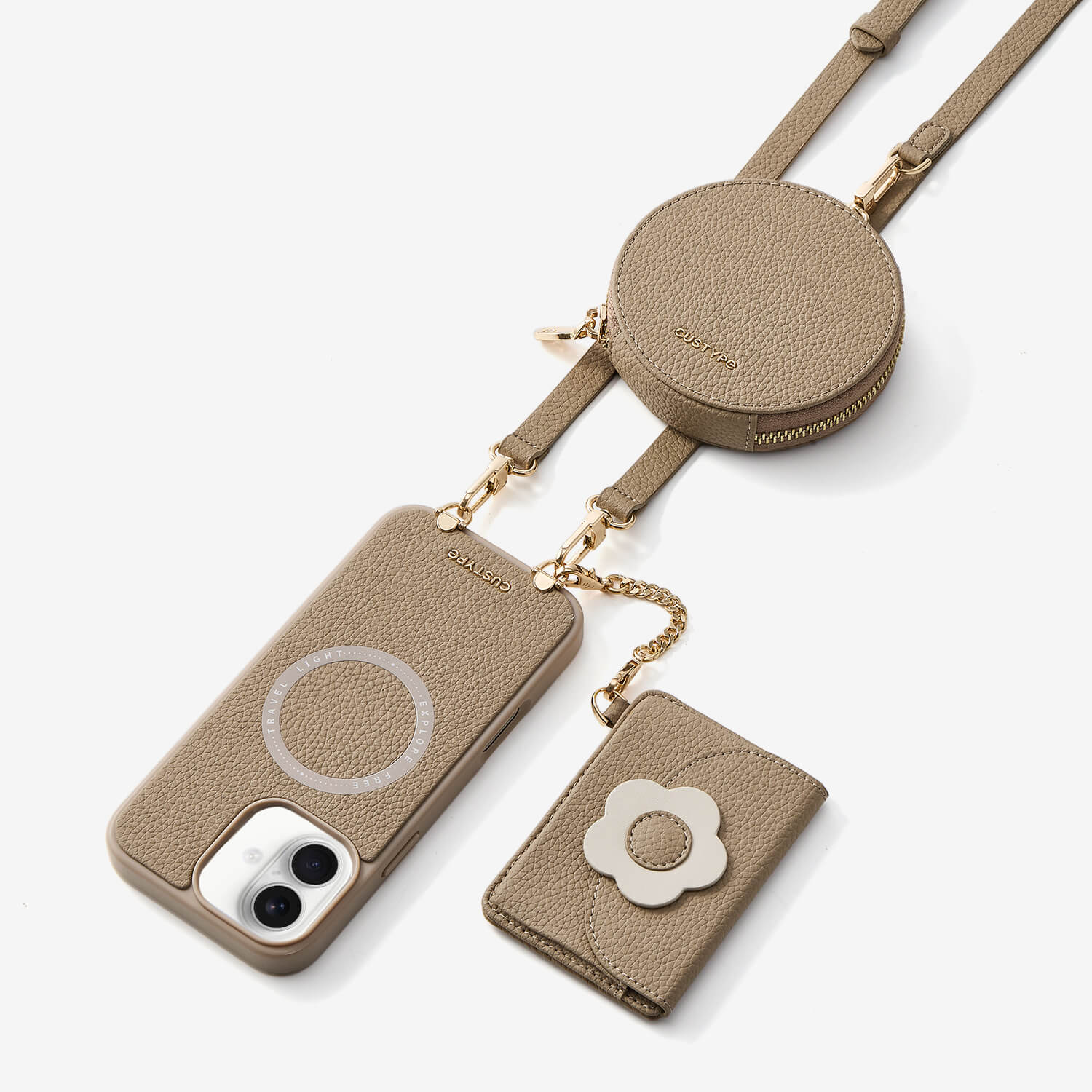 ブルームパル - レザークロスボディスマホケース（スリムウォレット付き）