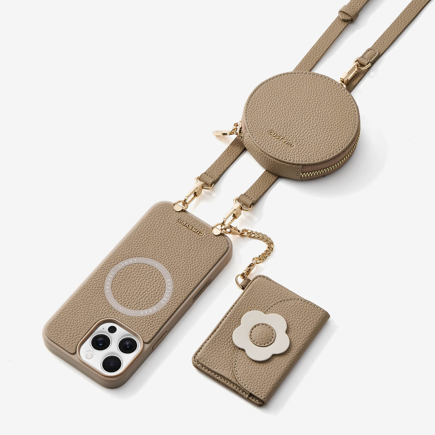 ブルームパル - レザークロスボディスマホケース（スリムウォレット付き）