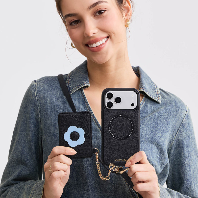 Bloom Pal- Leather Crossbody Phone Case with Slim Wallet-Mobile Phone Cases-Custype