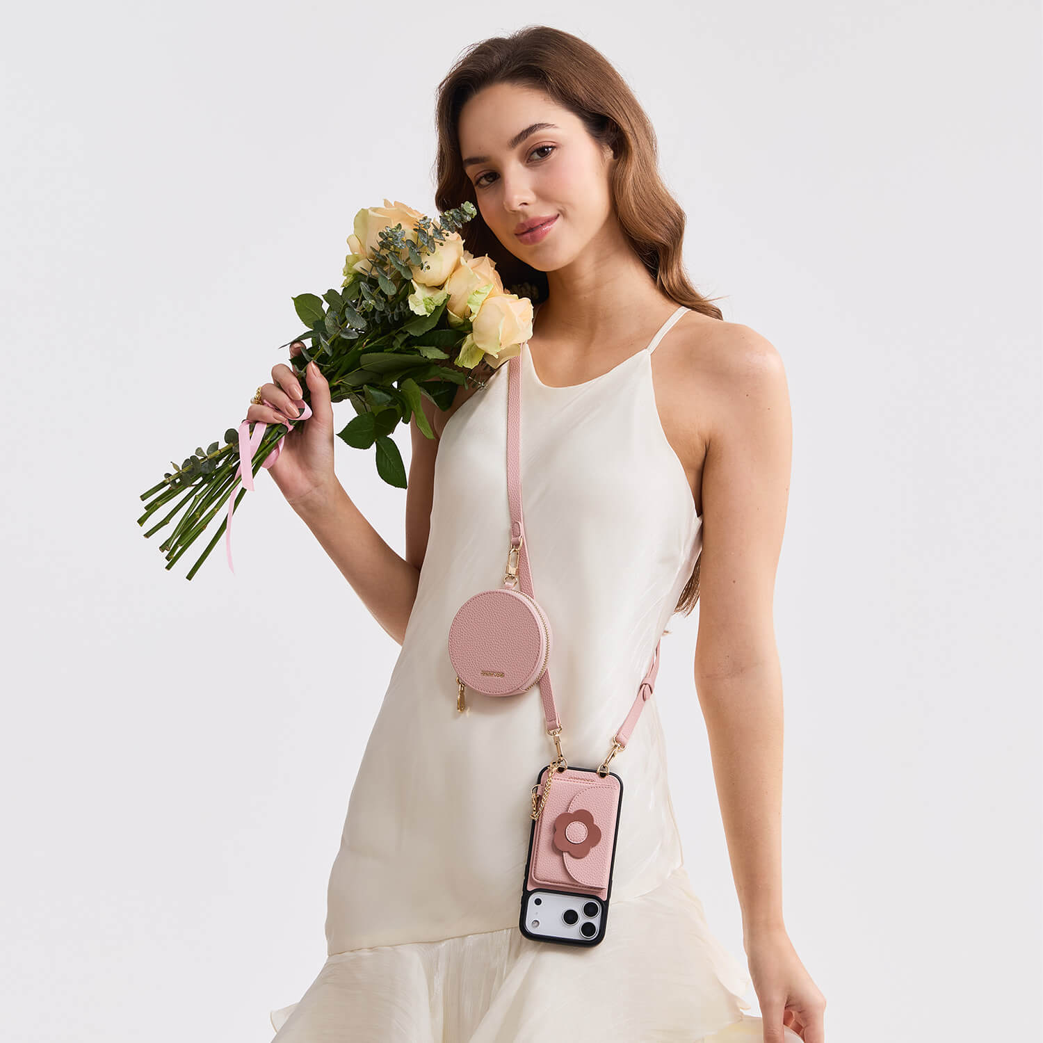 Bloom Pal- Leather Crossbody Phone Case with Slim Wallet-Mobile Phone Cases-Custype