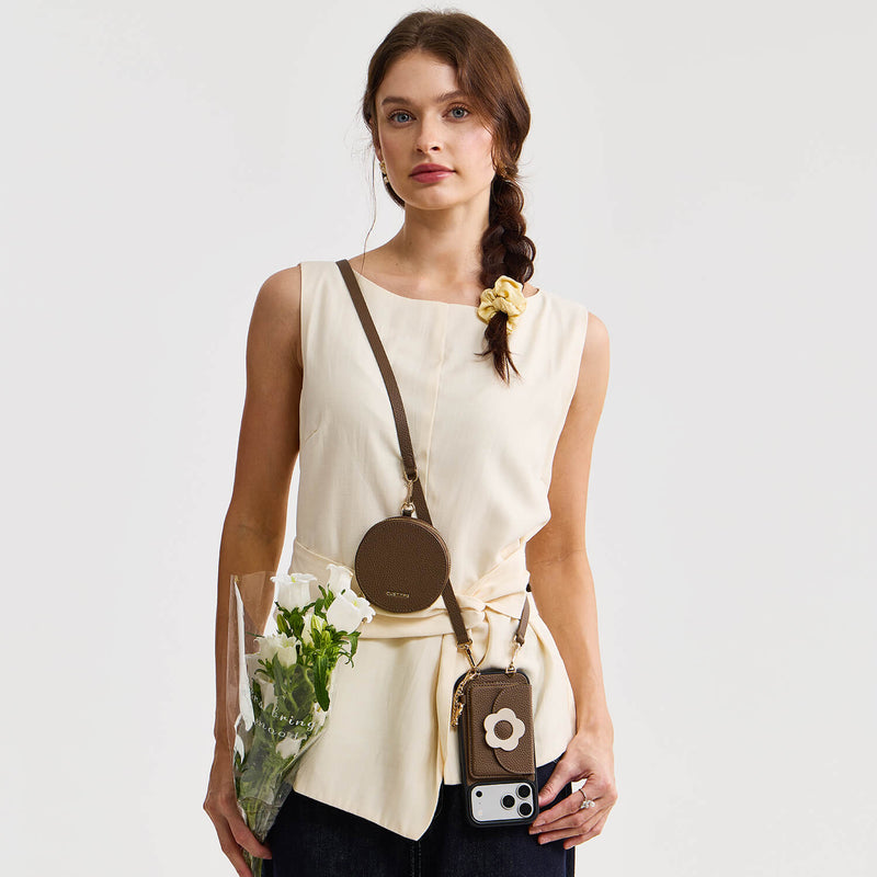 Bloom Pal- Leather Crossbody Phone Case with Slim Wallet-Mobile Phone Cases-Custype