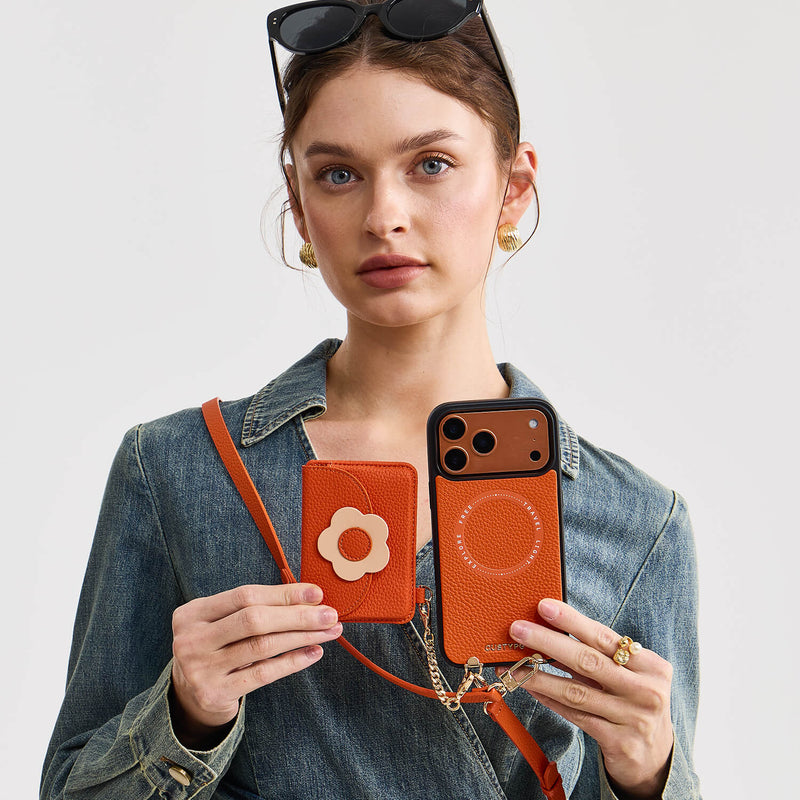 Bloom Pal- Leather Crossbody Phone Case with Slim Wallet-Mobile Phone Cases-Custype