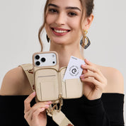 フラワー・ハッシュー製クロスボディスマホケース（ウォレット＆スタンド付き）