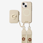 フラワー・ハッシュー製クロスボディスマホケース（ウォレット＆スタンド付き）