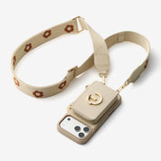 フラワー・ハッシュー製クロスボディスマホケース（ウォレット＆スタンド付き）