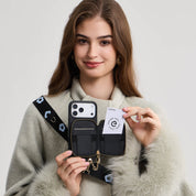 フラワー・ハッシュー製クロスボディスマホケース（ウォレット＆スタンド付き）