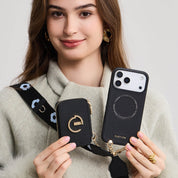 フラワー・ハッシュー製クロスボディスマホケース（ウォレット＆スタンド付き）