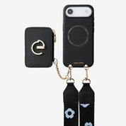 フラワー・ハッシュー製クロスボディスマホケース（ウォレット＆スタンド付き）