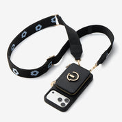 フラワー・ハッシュー製クロスボディスマホケース（ウォレット＆スタンド付き）