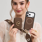 フラワー・ハッシュー製クロスボディスマホケース（ウォレット＆スタンド付き）