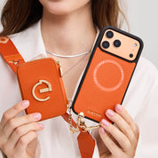 フラワー・ハッシュー製クロスボディスマホケース（ウォレット＆スタンド付き）