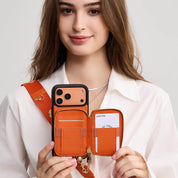 フラワー・ハッシュー製クロスボディスマホケース（ウォレット＆スタンド付き）