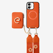 フラワー・ハッシュー製クロスボディスマホケース（ウォレット＆スタンド付き）