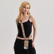 フラワー・ハッシュー製クロスボディスマホケース（ウォレット＆スタンド付き）