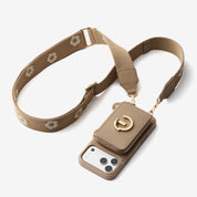 フラワー・ハッシュー製クロスボディスマホケース（ウォレット＆スタンド付き）