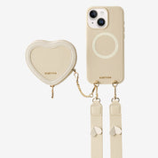 Unity Style- Leather iPhone Case with Raised Heart Crossbody Strap-Mobile Phone Cases-Custype