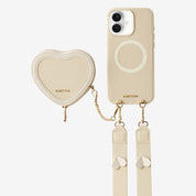 Unity Style- Leather iPhone Case with Raised Heart Crossbody Strap-Mobile Phone Cases-Custype