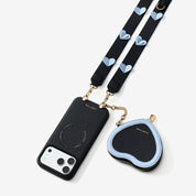 Unity Style- Leather iPhone Case with Raised Heart Crossbody Strap-Mobile Phone Cases-Custype
