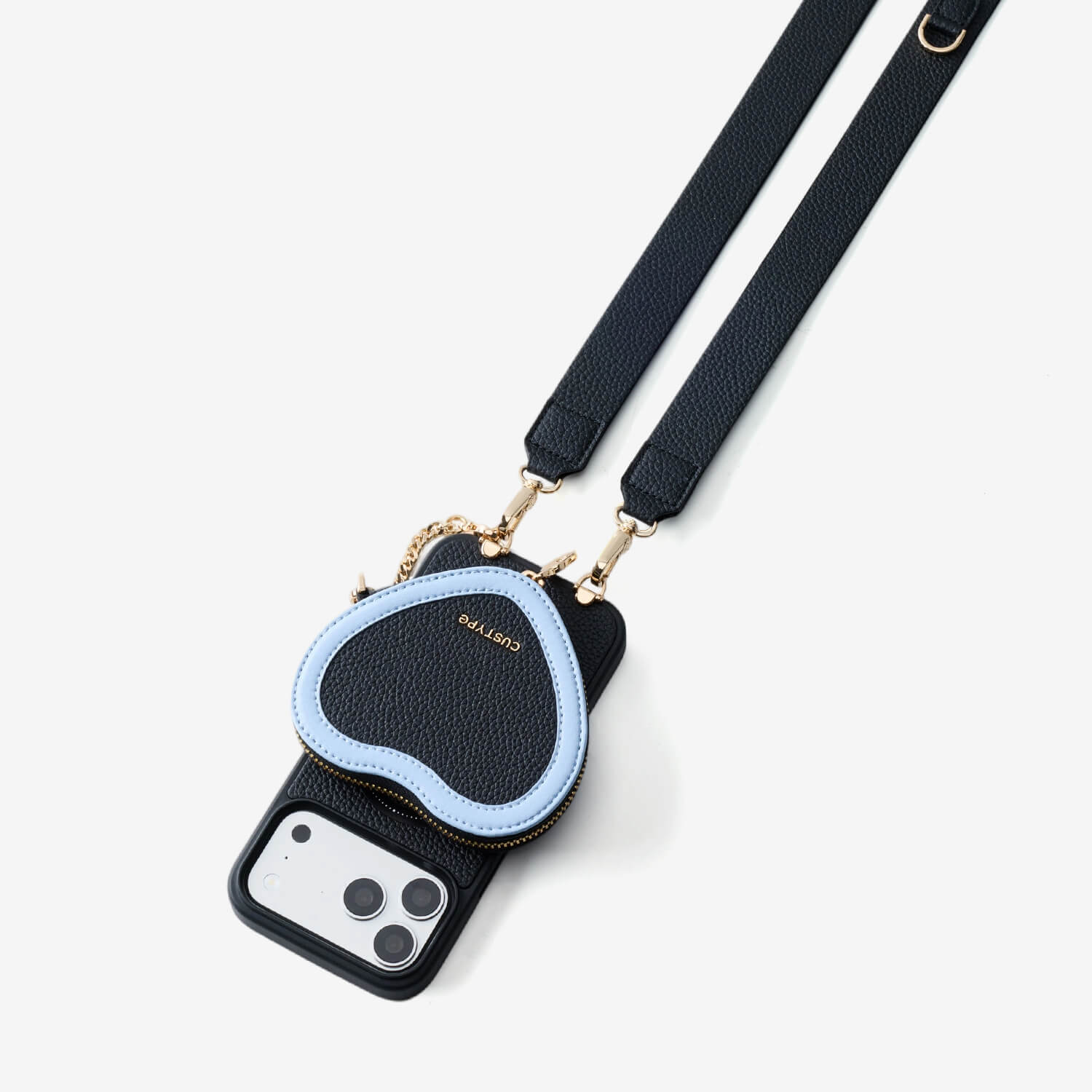 Unity Style- Leather iPhone Case with Raised Heart Crossbody Strap-Mobile Phone Cases-Custype