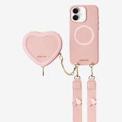 Unity Style- Leather iPhone Case with Raised Heart Crossbody Strap-Mobile Phone Cases-Custype