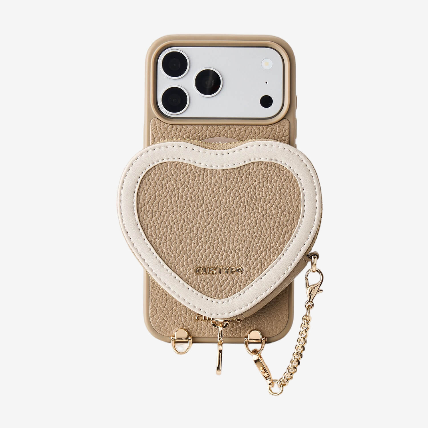 Unity Style- Leather iPhone Case with Raised Heart Crossbody Strap-Mobile Phone Cases-Custype