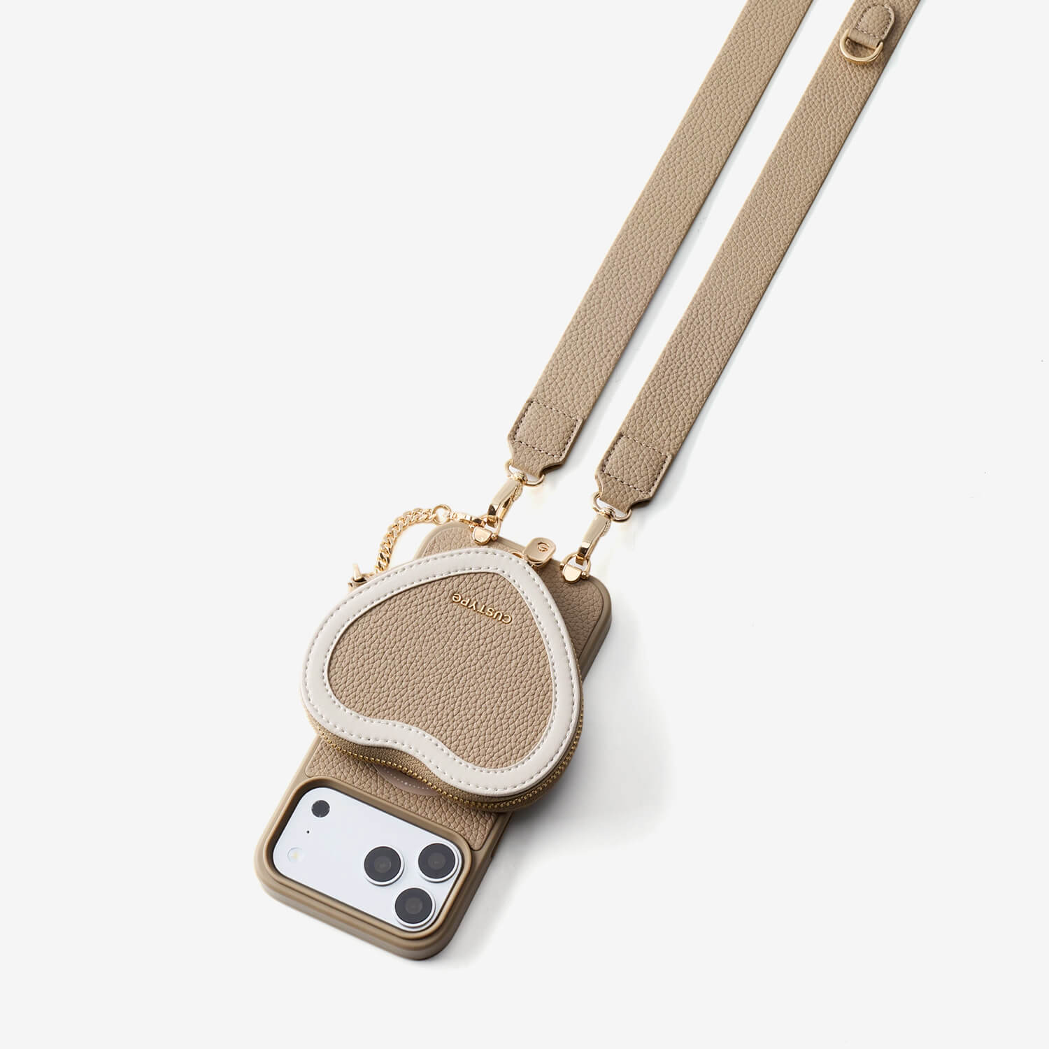 Unity Style- Leather iPhone Case with Raised Heart Crossbody Strap-Mobile Phone Cases-Custype