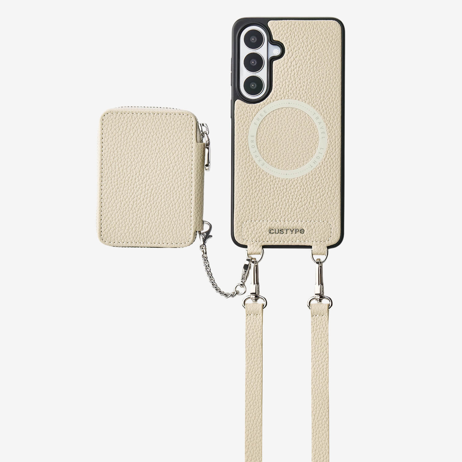 Lunar Silver Series- Samsung Galaxy Premium Crossbody Detachable Wallet Phone Case-Mobile Phone Cases-Custype