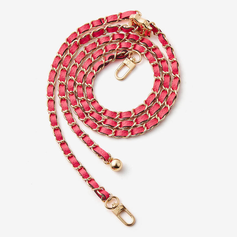 Elegant Adjustable Chain Leather Shoulder Strap- Lychee-Mobile Phone Accessories-PHONE CASE ACCESSORIES-Peach Pink-Custype